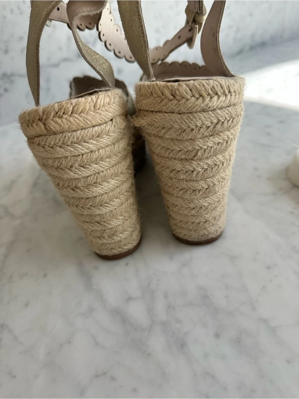 Caslon Gold Scalloped Espadrille Wedge Sandals